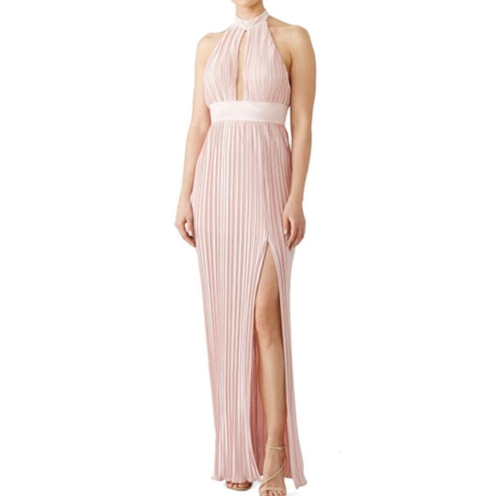 The Jetset Diaries Aster Dress Halter Gown Open Back Maxi Blush XS